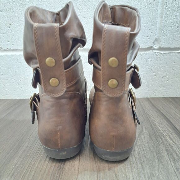 Joe Boxer Slouchy Boots. Brown Casual Pull On Boots With Buckle Women's Size 8 M - Picture 4 of 7